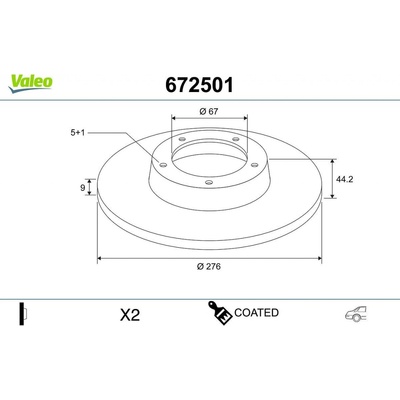 Brzdový kotúč (cena za 1ks) VALEO 672501