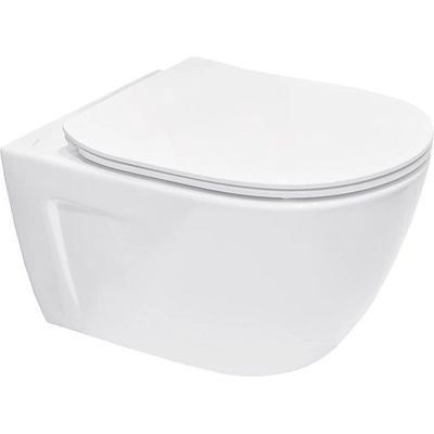 Roca Комплект стенна тоалетна чиния, скрит монтаж, Happy-N Rimlless + седалка забавено падане Slim (WQ8F30900008001)