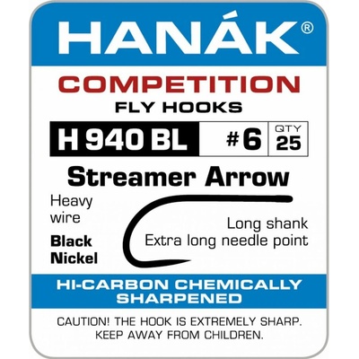 Hanák Competition Háčky Streamer bez protihrotu H 900 BL vel.6 25 ks