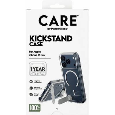 PanzerGlass® CARE Kickstand kryt s MagSafe Apple iPhone 17 Pro strieborný/biely