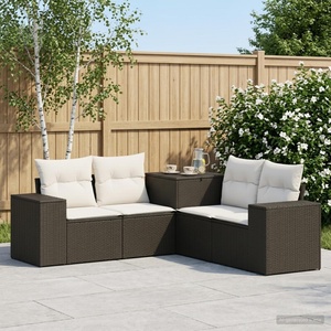 vidaXL Комплект дивани 5 бр. Черно и кремаво бяло 200 x 200 x 85 см (3447912)