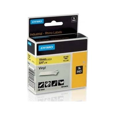 DYMO Rhino 18433, S0718470, 19mm x 5, 5m черен печат / жълт фон, оригинална лента (18433)