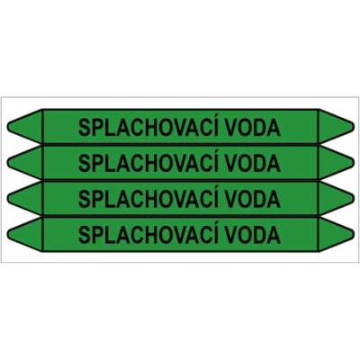 Značení potrubí, splachovací voda,4 ks, 250 × 26 mm PZ 009015