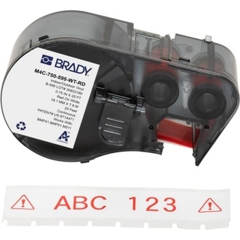 Brady M4C-750-595-WT-RD / 170831, 19.05 mm x 7.62 m, Винил, червен печат / бял фон (170831)