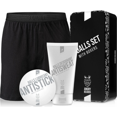 Angry Beards Komplexní péče o kule + Volné trenky dárková sada Antistick 55 g + Antisweat 75 ml + Volné trenky L dárková sada