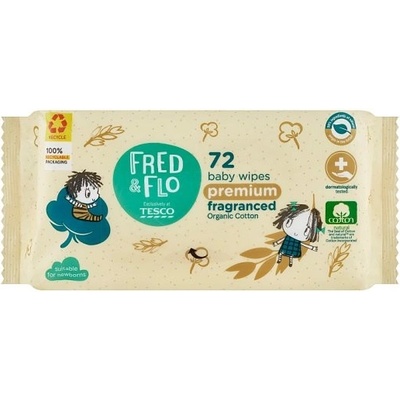 Fred & Flo Premium bavlněné vlhčené ubrousky 72 ks