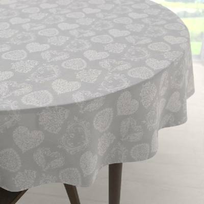 Biante Dekorační kulatý ubrus PML-071 Srdce s ornamenty na šedém Ø 120 cm