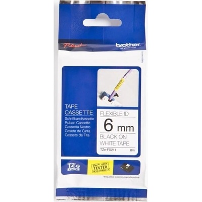 Páska Brother 6mm TZEFX211, čierna na bielu