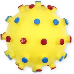 PET NOVA Играчка за куче - винилова топка с шипове, жълта - 12см
