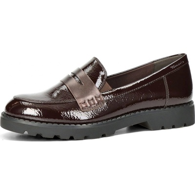 Tamaris dámské lakované mokasíny tmavohnědé