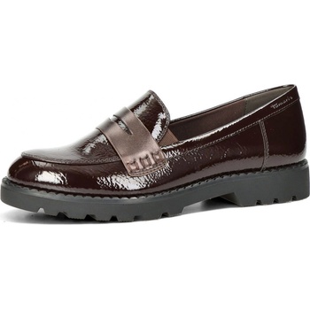 Tamaris dámské lakované mokasíny tmavohnědé