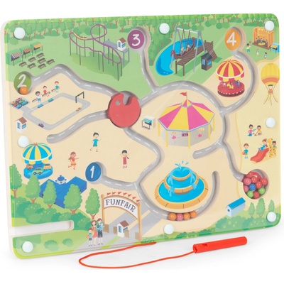 EcoToys Dřevěná hra magnetické bludiště puzzle pro děti