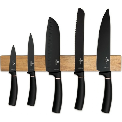 Pro-Tech shop sada kuchynských nožov s bambusovým magnetickým držiakom Black Rose 6-dielna 55704