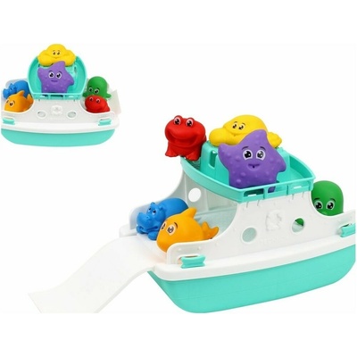 Teddies Loď/Trajekt do vody plast s doplňky v síťce 16x16x25cm