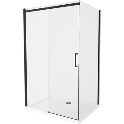 MEXEN/S Omega sprchový kout 120x80, transparent, černá + bílá vanička se sifonem 825-120-080-70-00-4010B