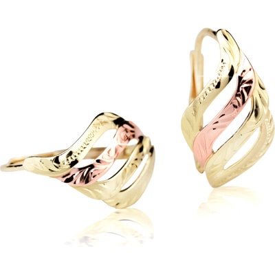 Cutie Jewellery - gold Zlaté ručně porývané náušnice M429
