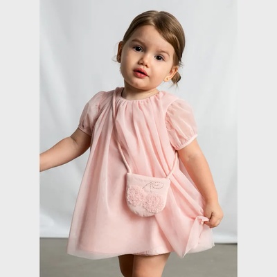 Mayoral Рокля тюл с чанта Розов цвят за бебе момиче Mayoral