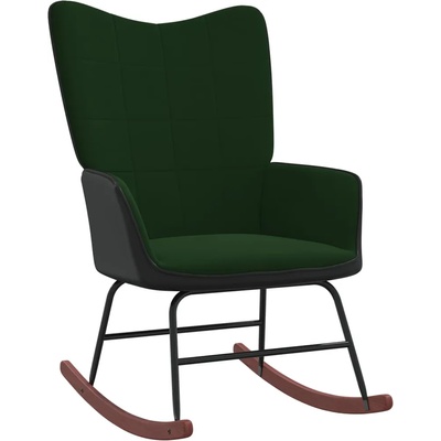 vidaXL Люлеещ се стол, тъмнозелен, кадифе и PVC (327877)