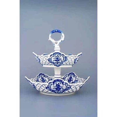 Cibulák originál cibuľový porcelán Etažér 2-dielny 5-hranný 19 cm 24 cm