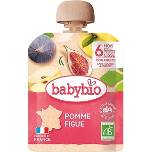 Babybio Био плодов мус Babybio - Ябълка и смокиня, 6 м+, 90 g (3288130540185) - baby