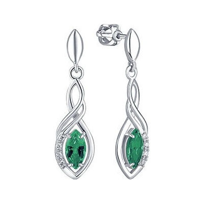 Soliter Strieborné visiace náušnice so zelenými kryštály 436 001 00573 04