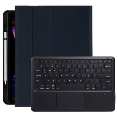 Калъф с клавиатура, тъчпад и място за Apple Pencil за iPad Pro 12, 9" (2018-2022) - тъмно син (70983)