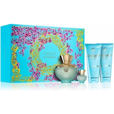 Versace Pour Femme Dylan Turquoise - Подаръчен комплект за жени: Парфюм EDT 100мл + парфюм EDT 5мл душ гел 100мл + боди гел 100мл