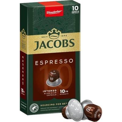 Douwe Egberts JACOBS Espresso Intenso Intensity 10 - 10 алуминиеви капсули, съвместими с кафе машини Nespresso®*