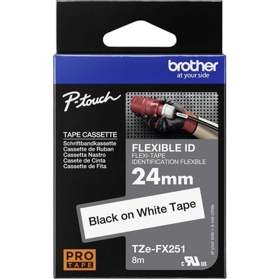 etikety Brother TZe-FX, TZ-FX TZe-FX251 Farba pásky: biela Farba písma:čierna 24 mm 8 m