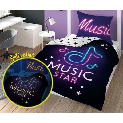 Detexpol Obliečky Music Star svietiace Bavlna 140x200 70x80