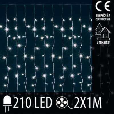 HOME LED svetelný záves na vonkajšie použitie 210 ks bielych LED studený odtieň KAF 210L