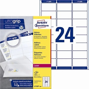 AVERY L7159-100 Адресни етикети 63, 5 x 33, 9 мм QP+UG мм, 2400 бр (L7159-100)