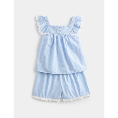 Marks & Spencer Къса детска раирана пижама със сини ивици от чист памук (1-8 години) Marks & Spencer синя Marks & Spencer | Sin | Момичешки | 2-3 години
