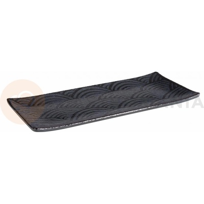 APS Servírovací tác z melaminu Dark Wave černá 23x10,5cm