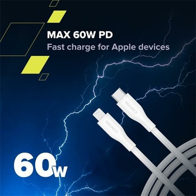 Canyon CNS-CLNM60SC10PS USB-C / Lighting, MFi Aple schválený, 60W, 480 Mbps, silikónový, 1m, růžový