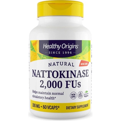 Healthy Origins Натокиназа - Здраво кръвообращение и нормално кръвно налягане, 100 mg / 2000 FU, 60 вегетариански капсули (25157 HO)