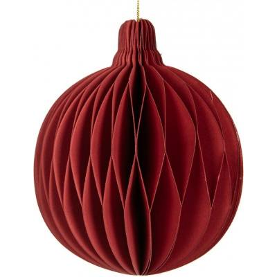 Červená vánoční ozdoba z papíru koule Harmonic I 10 cm