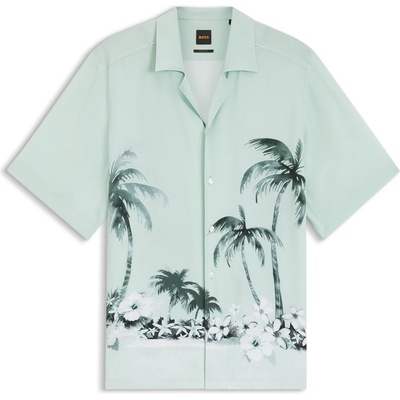 HUGO BOSS Риза с къс ръкав Boss Men's Patterned Short Sleeve Shirt - Turquoise 446