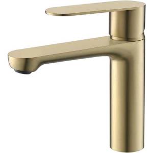 Inter Ceramic Стоящ смесител за умивалник Тренто ICF 111320 BRUSH GOLD, Inter Ceramic, неръждаема стомана, мат злато, 17x4.2см (111320 BRUSH GOLD)