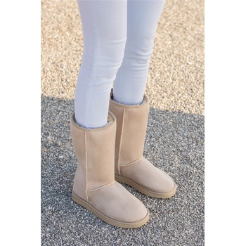 Moda Trend Дамски ботуши с каракул - Светлобежови #362010 (362010_Бежов)