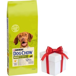 Dog Chow Adult Chicken 14 кг + безплатна изненада за кучето
