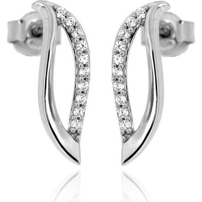 Zlatnictví U Kostela zlaté náušnice lístky s bílými zirkony 077b