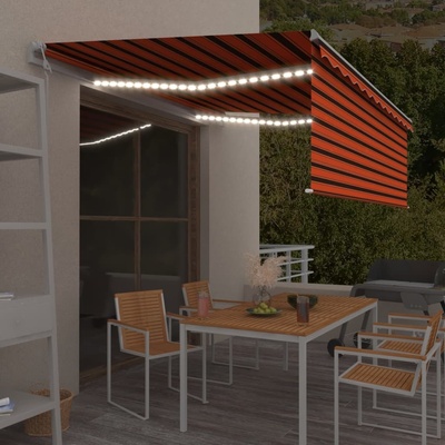 VidaXL Automatická markýza roleta LED senzor větru 4x3 m oranžovohnědá