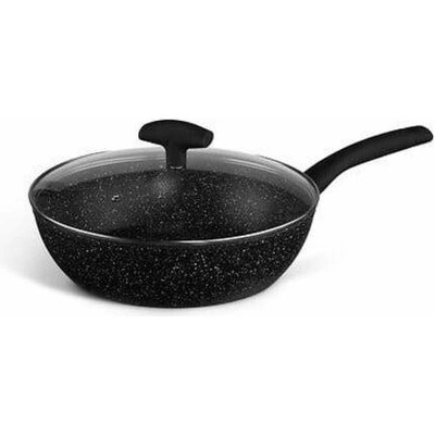 Kovaná hliníková pánev s poklicí 28 cm černá