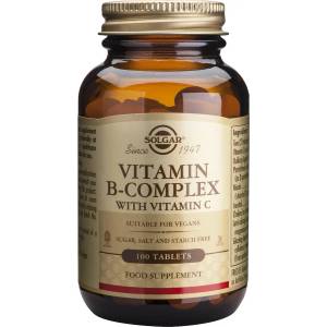 Solgar Хранителна добавка Витамин Б комплекс + витамин Ц , Solgar Vitamin B-Complex with Vitamin C 100tabs