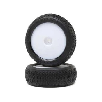 Losi Предно колело с гума Taper Pin, бял диск (2): Mini-B