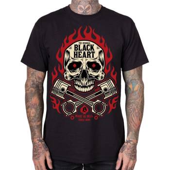 Black heart мъжка рокерска тениска BLACK HEART - FLAME SKULL - Black - 27643