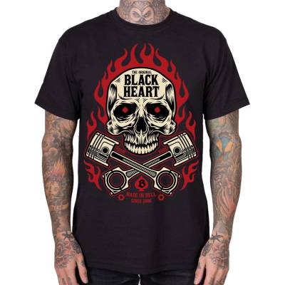 Black heart мъжка рокерска тениска BLACK HEART - FLAME SKULL - Black - 27643