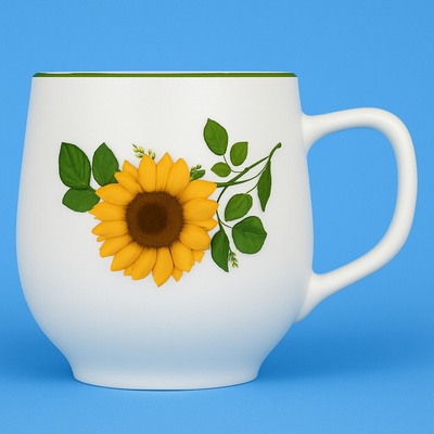 Český porcelán Dubí Hrnček Baňák SLNEČNICA 300 ml
