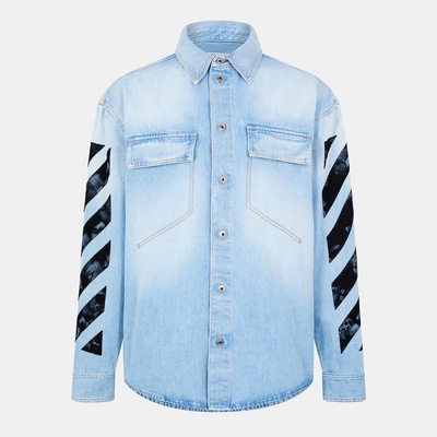 OFF WHITE Риза с дълъг ръкав OFF WHITE Men's Long Sleeve Denim Shirt - Navy Blue